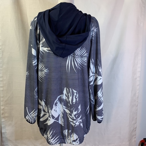 Christopher & Banks Oversized Hooded Striped Zip Up Jacket - Picture 7 of 11